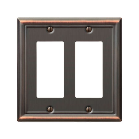 Amerelle Wall Plate, Number of Gangs: 2 gang Stamped Steel, Aged Bronze Finish, Bronze 149RRDB